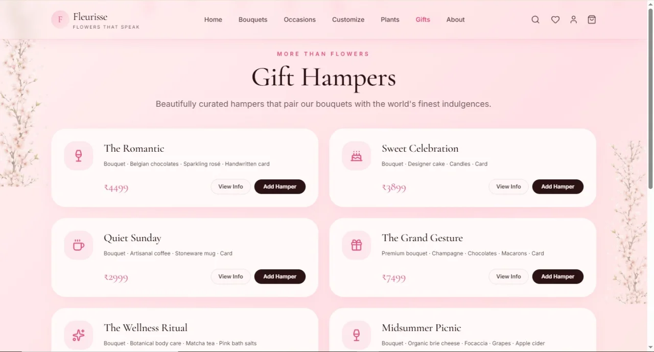 Fleurisse Luxury Floral E-Commerce UI — screenshot 3