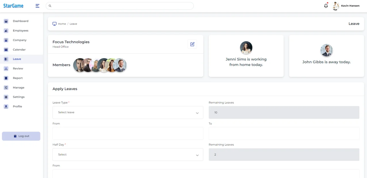 Dashboard - Human Resources Management in HTML — screenshot 1
