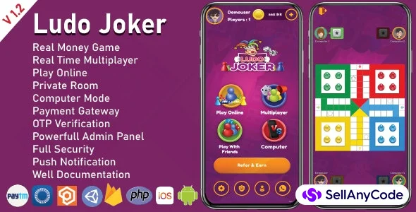 Ludo Joker with Online Multiplayers Real Money Game (Android + iOS)