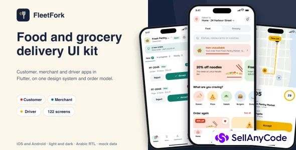 FleetFork - Food & Grocery Delivery Flutter UI Kit — cover