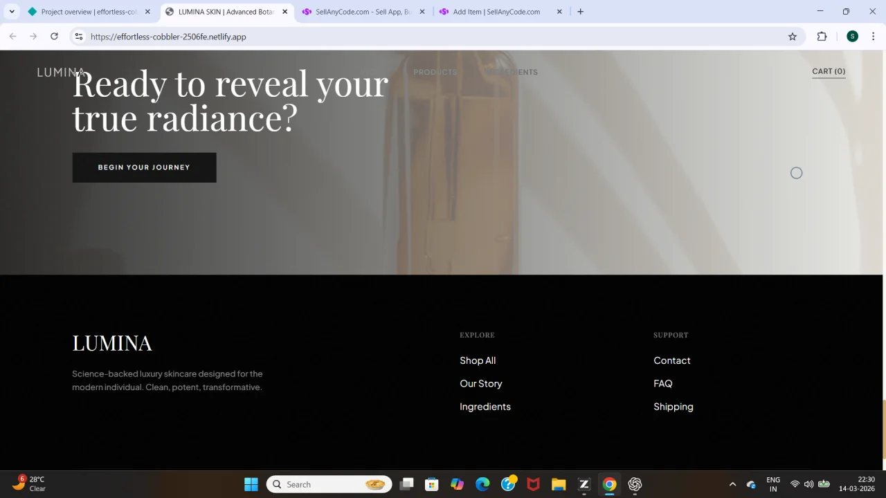 Lumina Skin Premium Skincare Brand Landing Page — screenshot 4