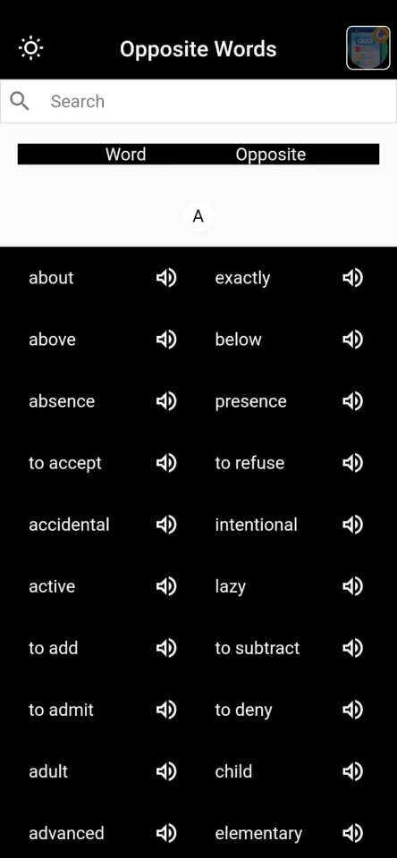 Flutter Opposite Words App | English Course App (Source Code) — screenshot 1