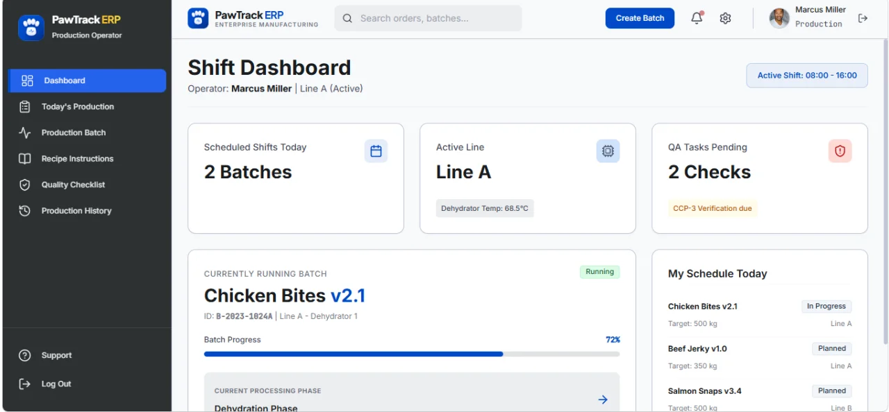PawTrack ERP Enterprise Manufacturing System — screenshot 5