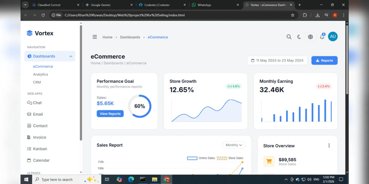 Vortex - eCommerce Dashboard Template — screenshot 2