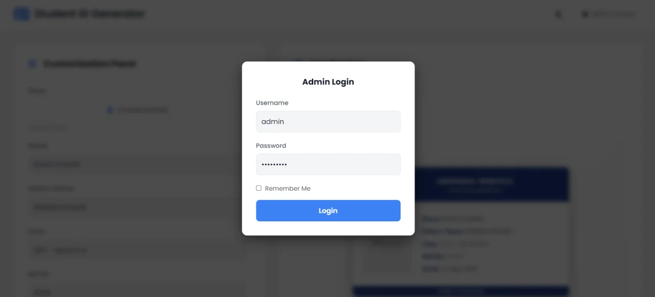 Student ID Card Generator with Admin Customization — screenshot 3