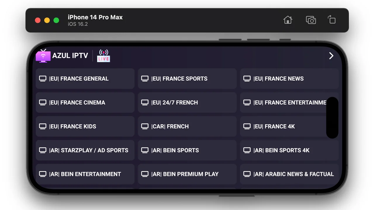 AZUL IPTV XTREAM, Multiple Format, Android TV — screenshot 3