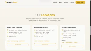 Hudson Brews Premium NYC Coffee Shop Website