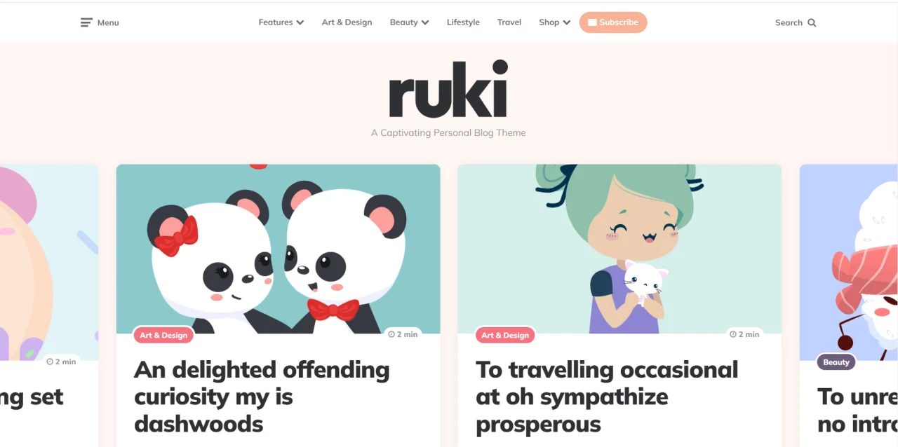 Ruki - A Captivating Personal Blog Theme — screenshot 1