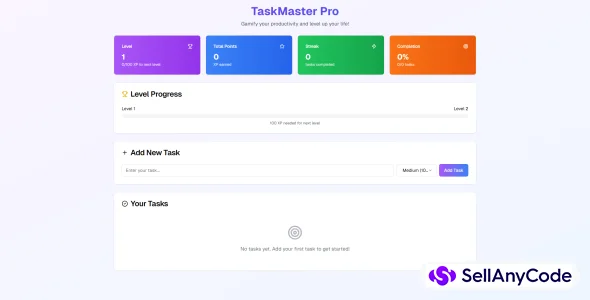 TaskMaster Pro - Gamified Task Management App | Next.js + TypeScript