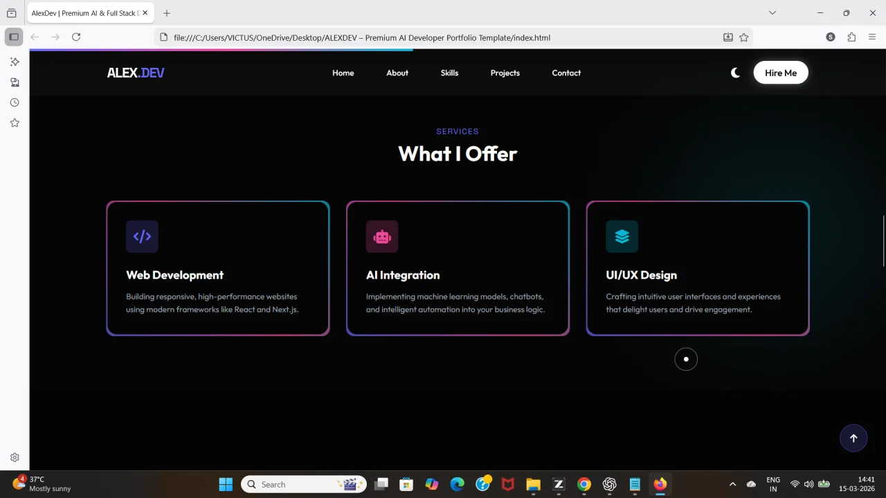 ALEXDEV Premium AI Developer Portfolio Template — screenshot 4