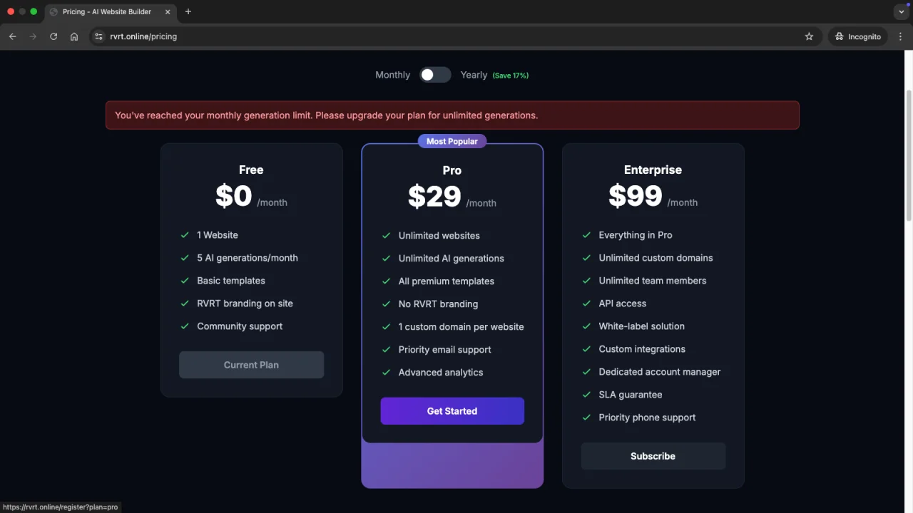 Rvrt - AI-Powered eCommerce Website, Blog & Store + App Creator (Multi-Tenant, Multi-Database, Multi-Domain SaaS) — screenshot 2