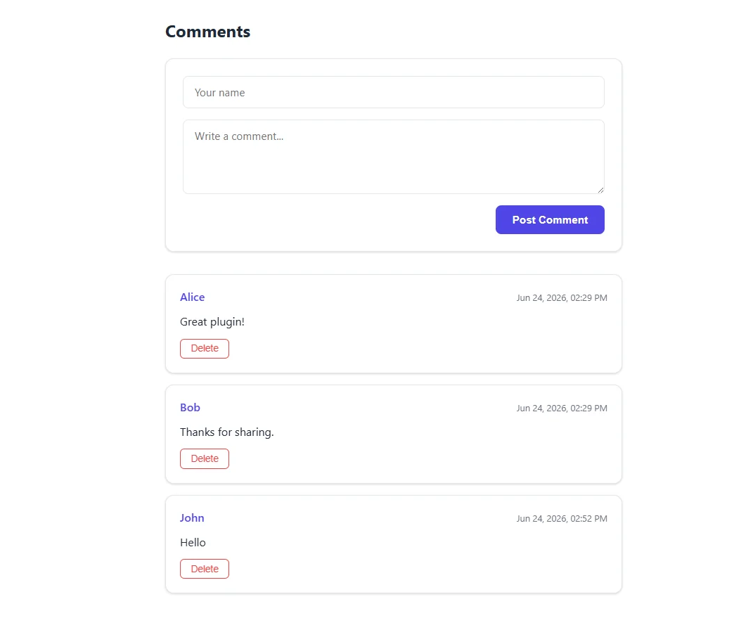 React Modern Comments Plugin. Backend-Agnostic — screenshot 3