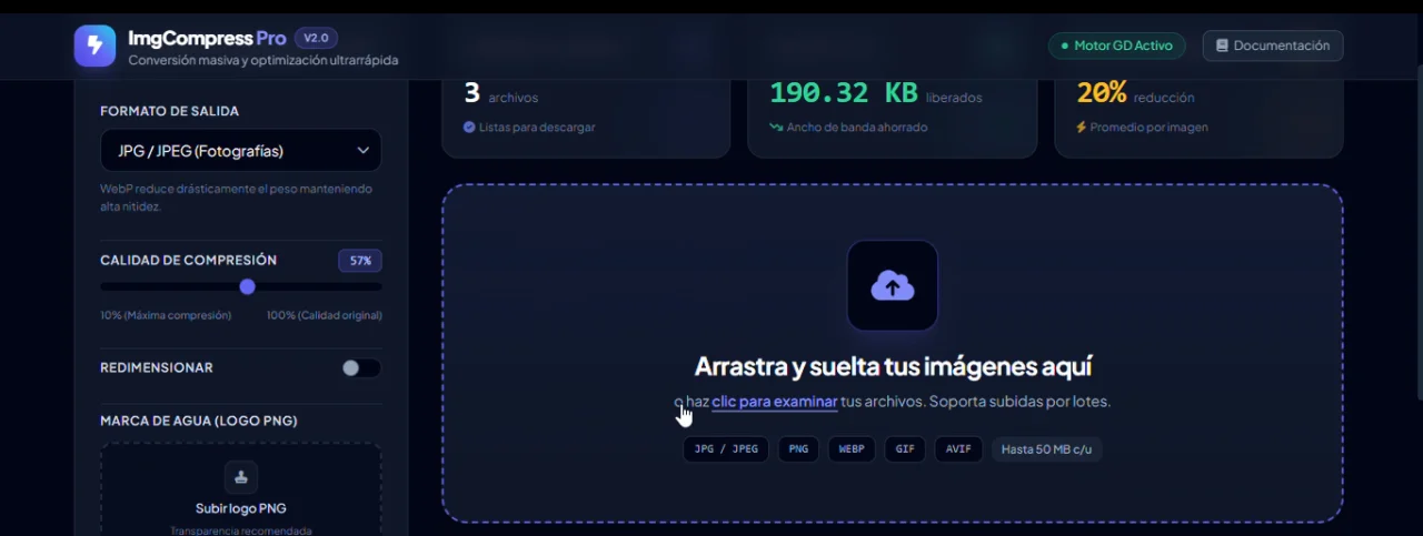 ImgCompress Pro – Batch Image Optimizer, WEBP Converter, Watermark & ZIP Export — screenshot 1