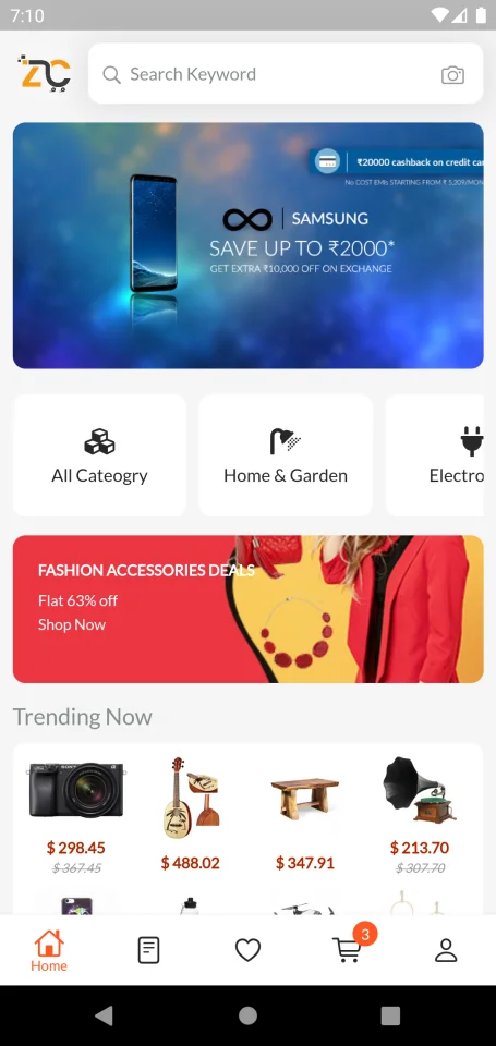 Customer App for zCart Multi-Vendor Marketplace — screenshot 1