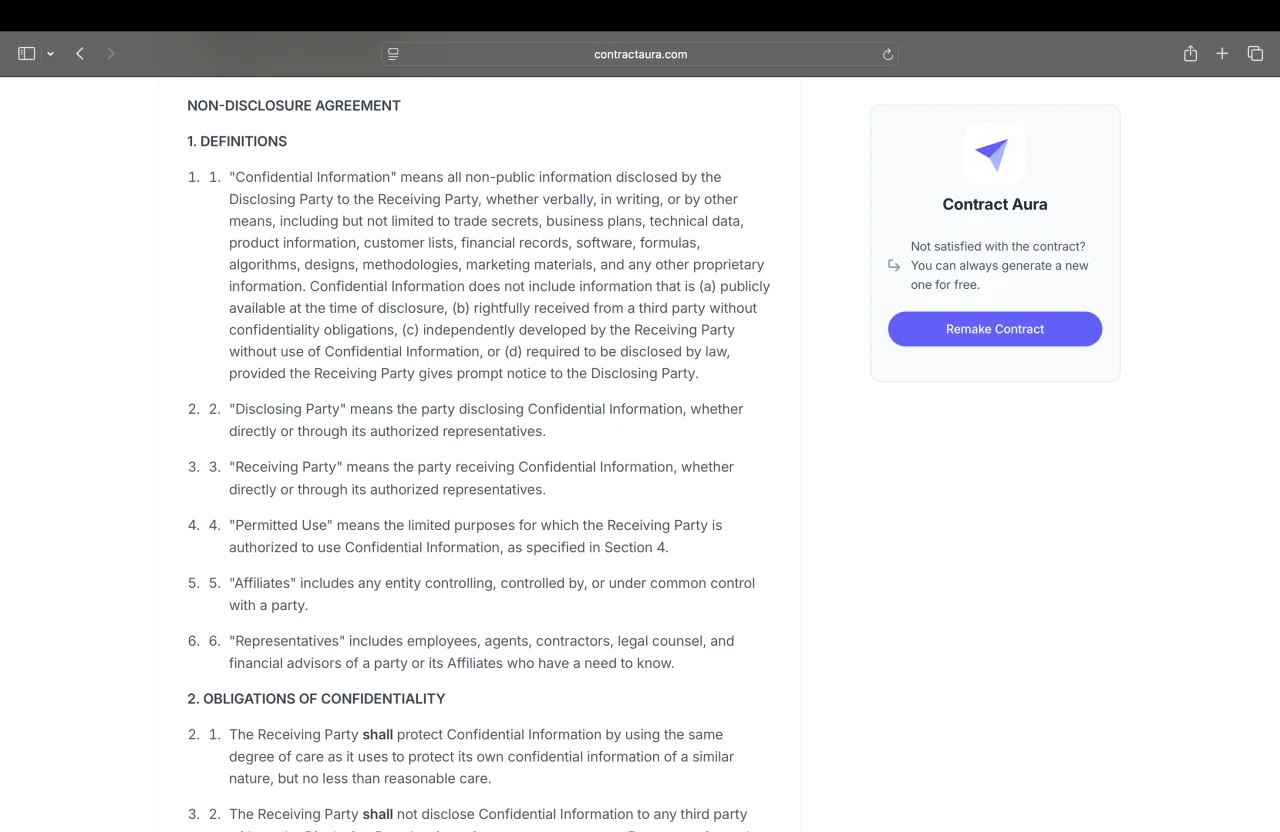 Contract Aura | Generate Legal Contracts Using AI — screenshot 4