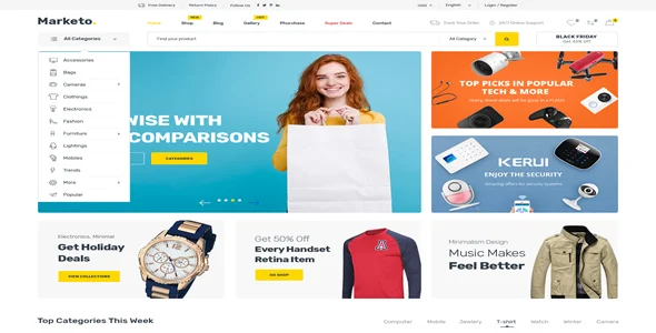 Marketo - eCommerce & Multivendor Marketplace WooCommerce WordPress Theme — screenshot 1