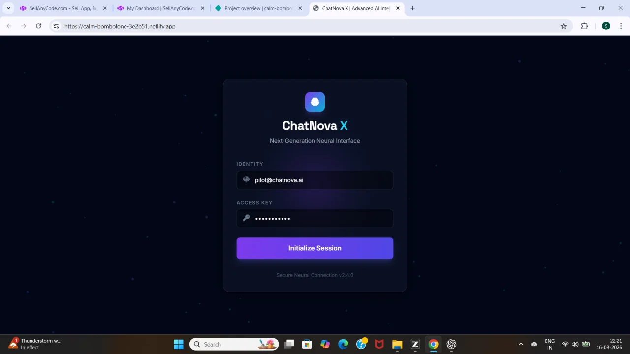 ChatNova X Futuristic AI ChatGPT Interface Dashboard — screenshot 1