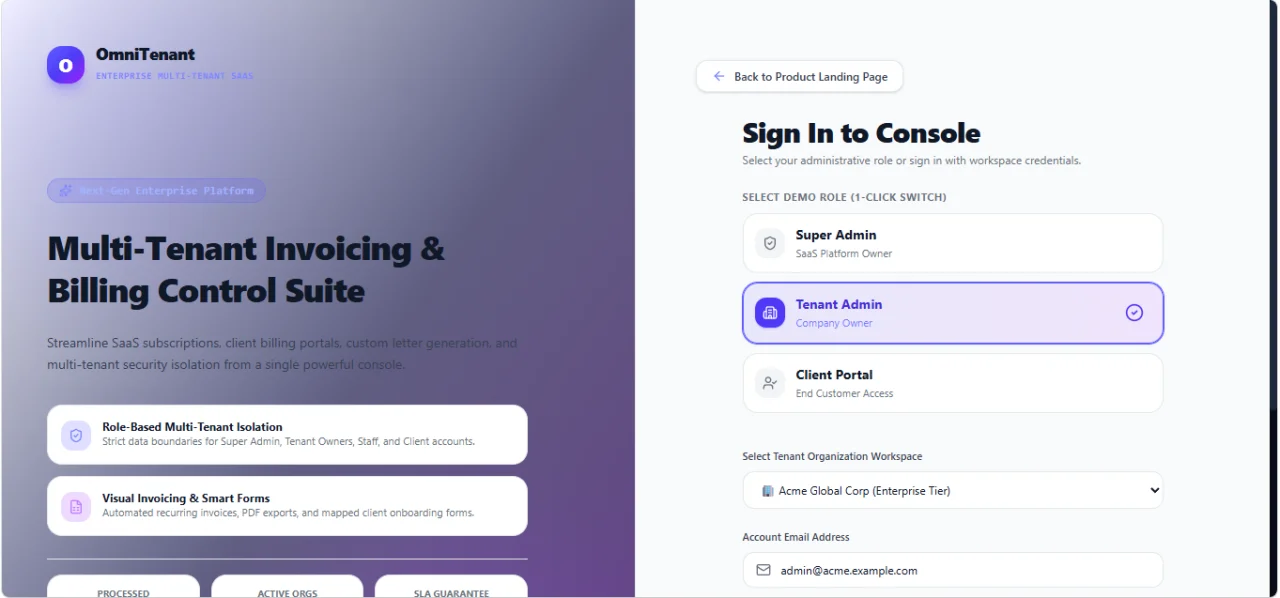 OmniTenant Enterprise Multi-Tenant SaaS Platform — screenshot 1