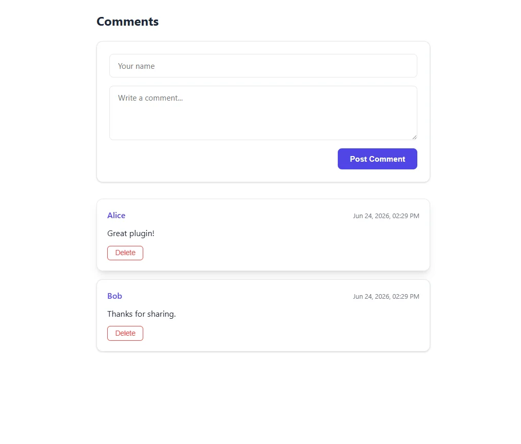 React Modern Comments Plugin. Backend-Agnostic — screenshot 5