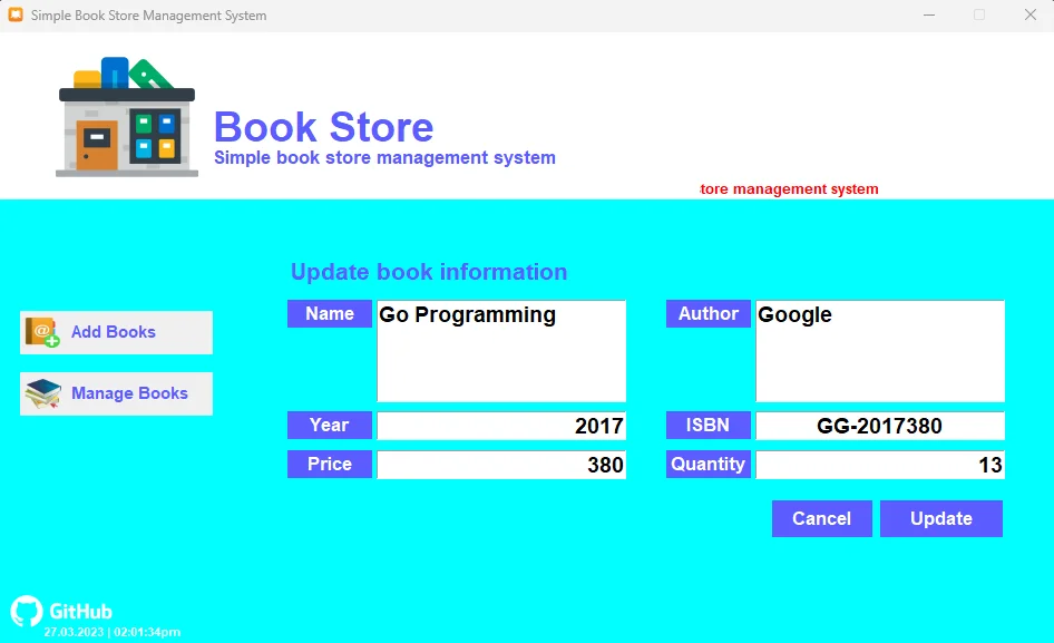SmartBook Manager: Python Tkinter Bookstore System with SQLite & CSV Export — screenshot 5