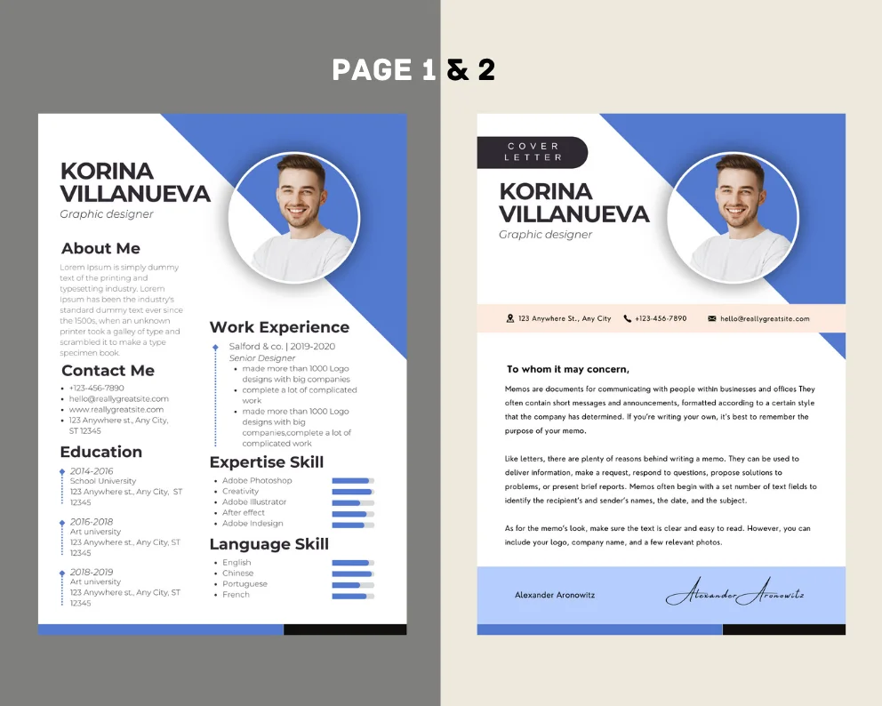 10+ Pack of Professional Resume Templates & Professional Cover Letters 2022 — screenshot 3