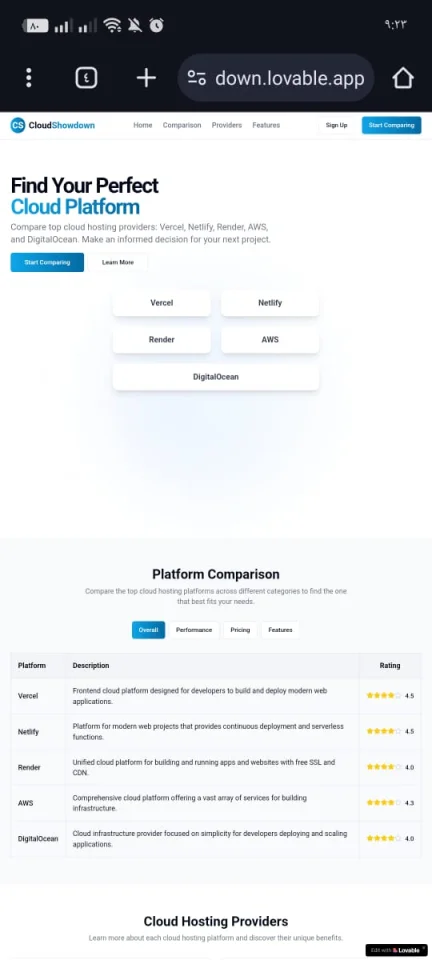 Cloud Provider Comparison Landing Page Template — screenshot 1