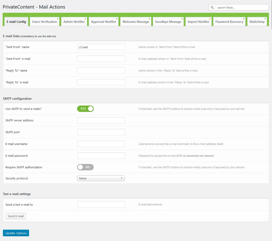 PrivateContent - Mail Actions Add-on — screenshot 1