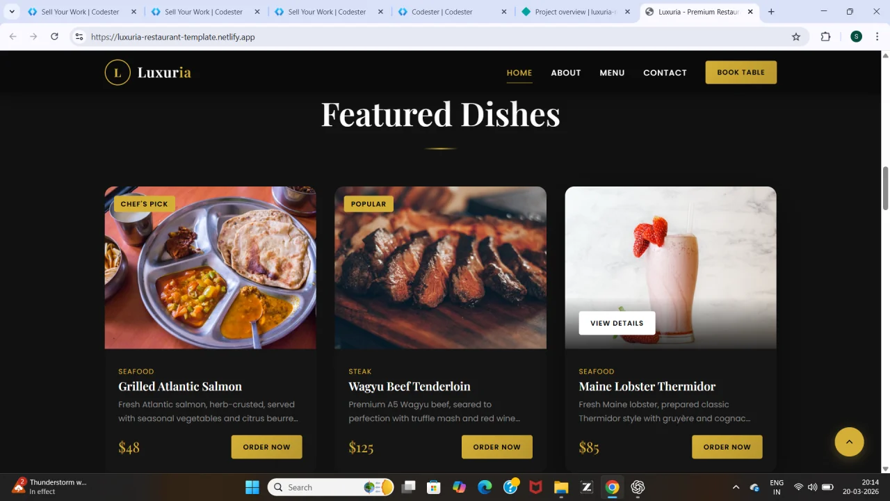 Luxuria Luxury Restaurant HTML Template — screenshot 3