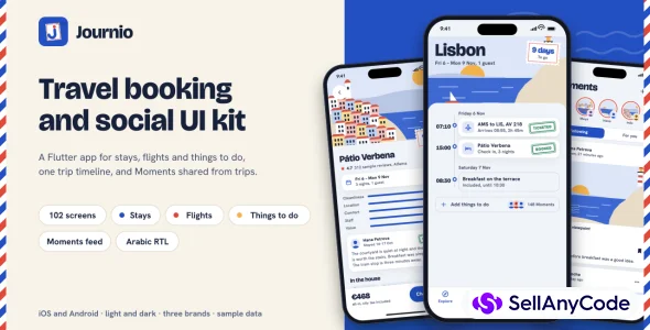 Journio - Travel Booking & Social Flutter UI Kit — cover