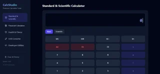 CalcStudio – JavaScript Calculator & Conversion Suite with Finance, Fitness & Developer Tools