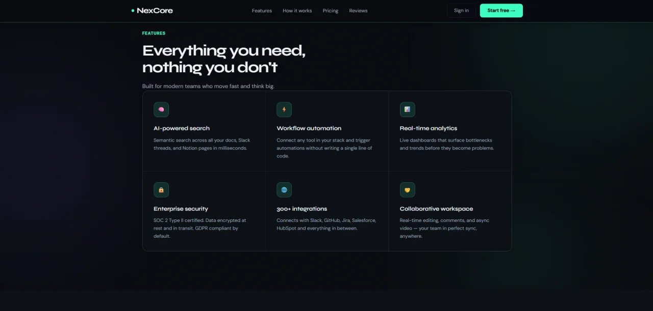 NexCore AI Platform Landing Page — screenshot 1