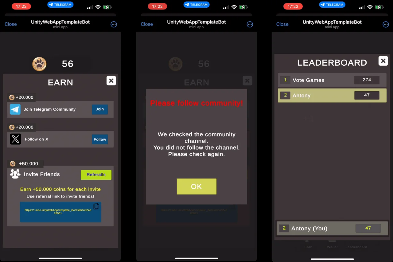 Telegram WebApp Template Unity — screenshot 4