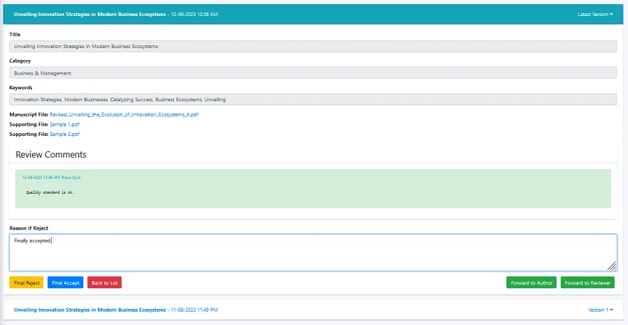 Manuscript Peer Review System Using ASP.NET Core — screenshot 7
