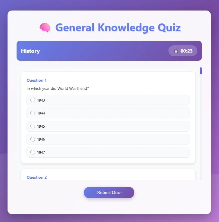 General Knowledge Quiz — screenshot 2