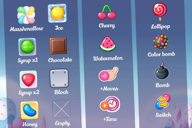 Candy Match 3 Kit + PSD Sources Pack — screenshot 4