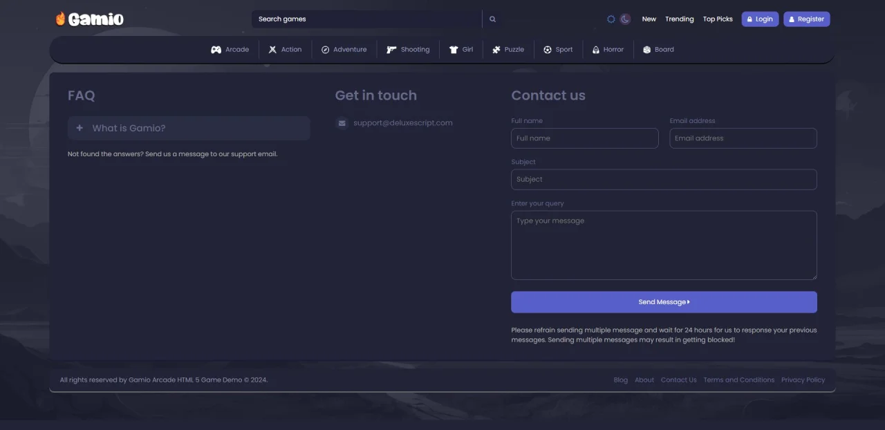 Gamio Arcade HTML 5 Game Portal PHP Script — screenshot 4