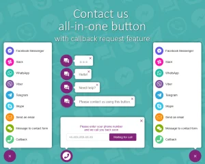 All in One Support Button + Callback Request. WhatsApp, Messenger, Telegram, LiveChat and More...