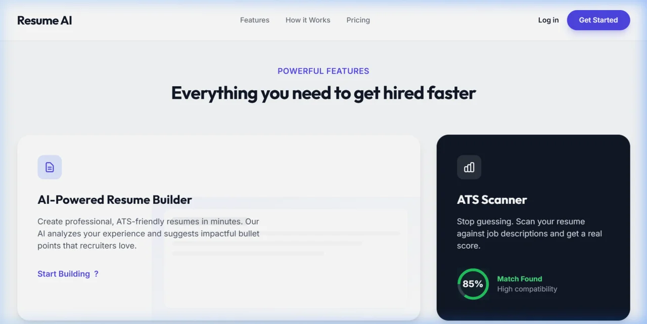 Resume AI the Ultimate AI-Powered Resume Builder & ATS Scanner (SaaS) — screenshot 2