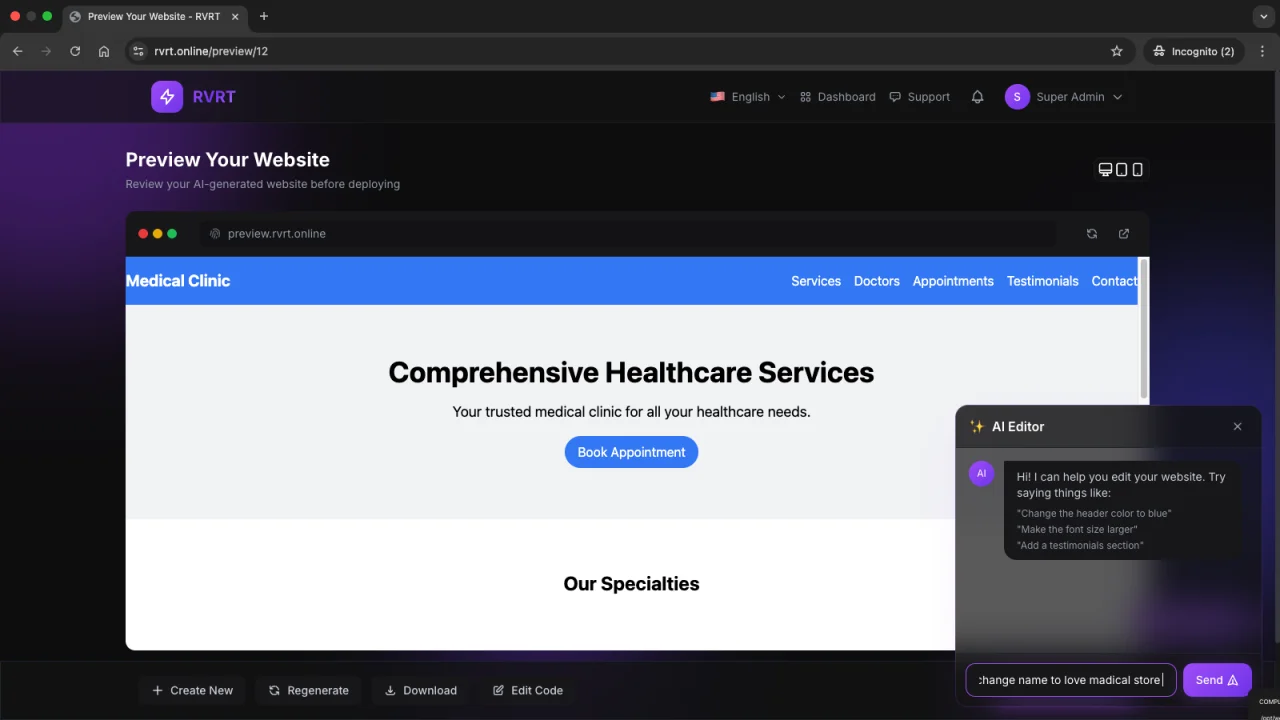 Rvrt - AI-Powered eCommerce Website, Blog & Store + App Creator (Multi-Tenant, Multi-Database, Multi-Domain SaaS) — screenshot 7