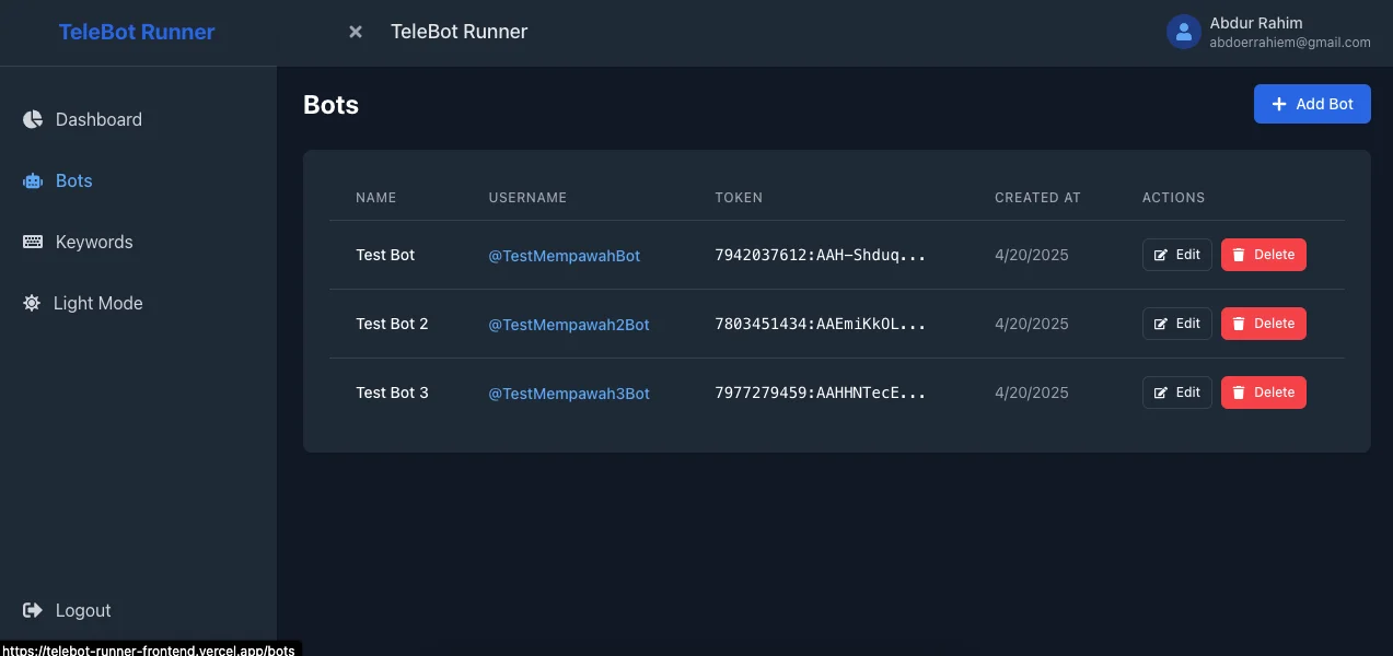 Telegram Bot - Node.js & React.js — screenshot 3