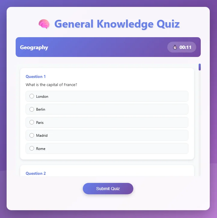 General Knowledge Quiz — screenshot 1