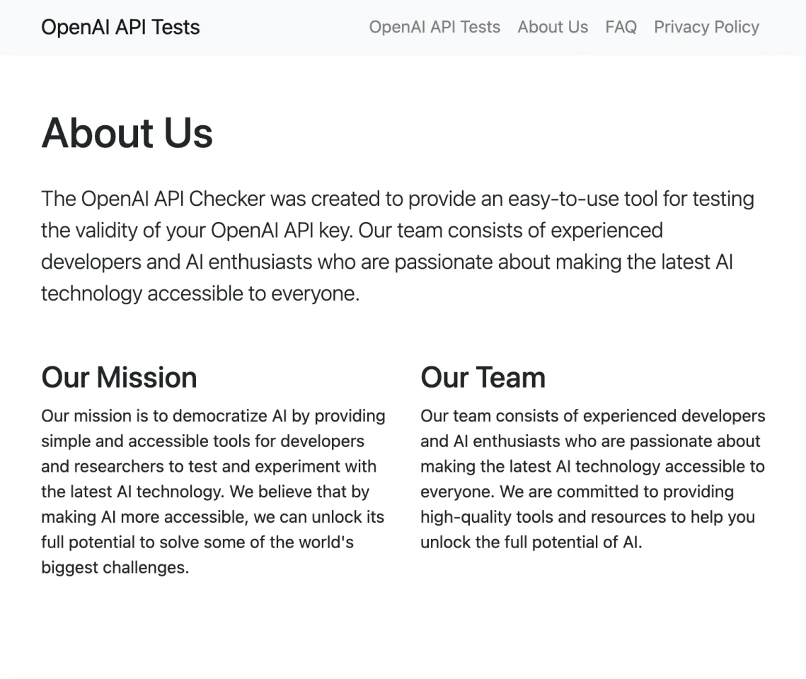 OpenAI API Validation Tool - Test Your API Key with GPT-3 | Validate OpenAI API Access — screenshot 4