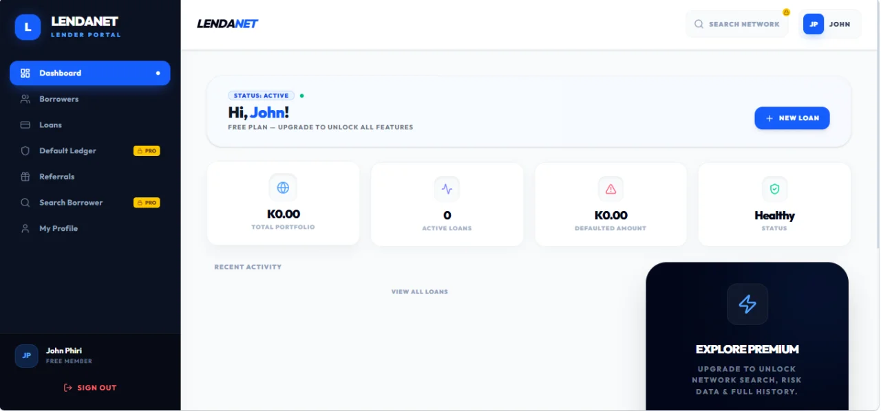 LendaNet Credit Intelligence & Loan Management Platform — screenshot 4