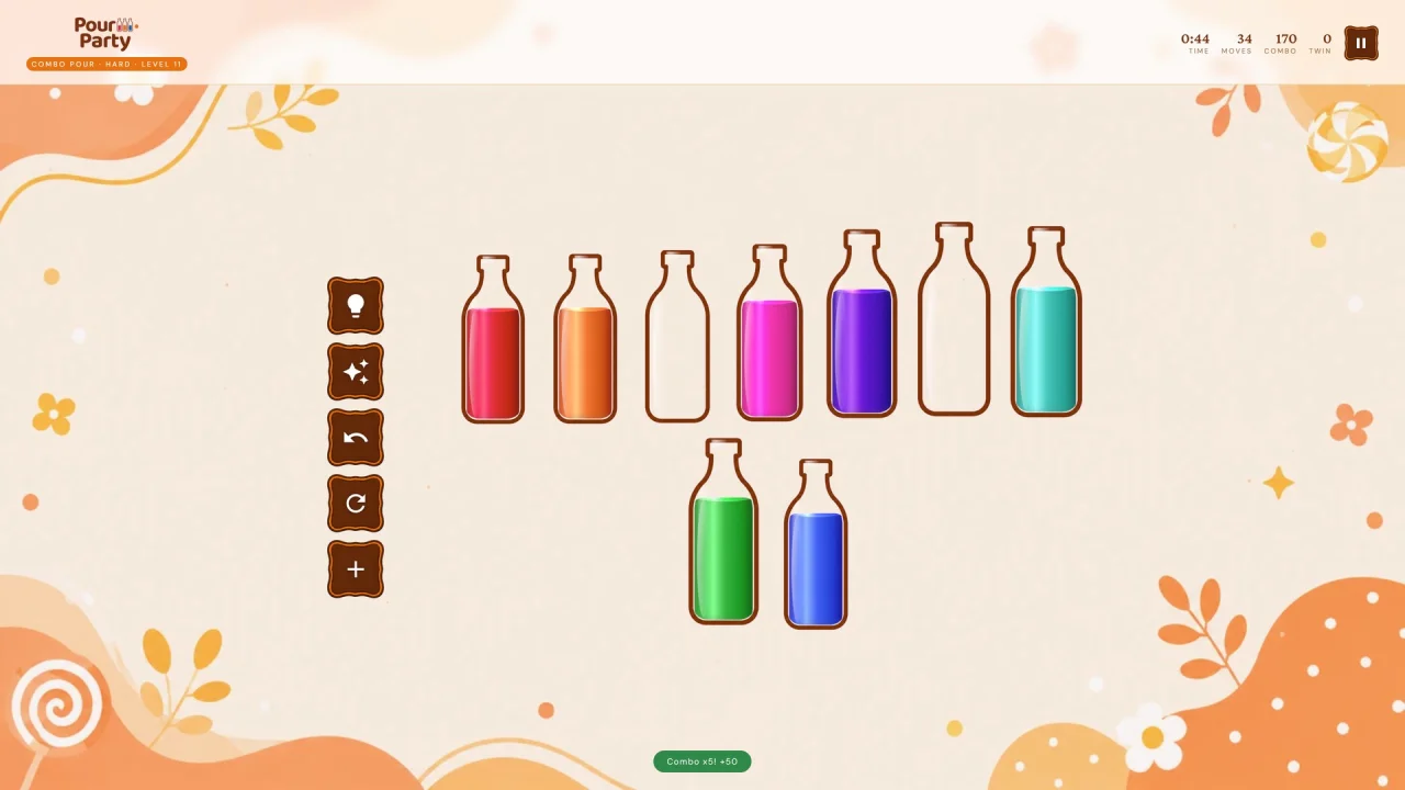 Pour Party | HTML5 Color Sort Game — screenshot 4