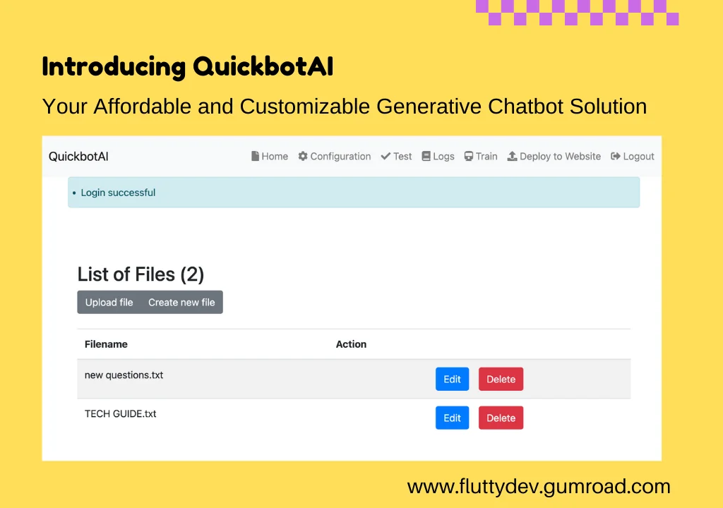 QuickbotAI | Train ChatGPT on Your Own Data | AI Chatbot Development Solution — screenshot 1