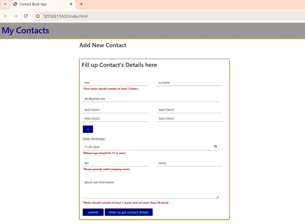 Contact Form — screenshot 4