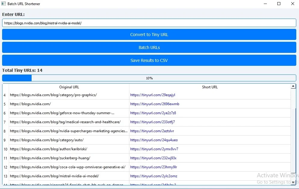 Batch URLs Shortener — screenshot 1