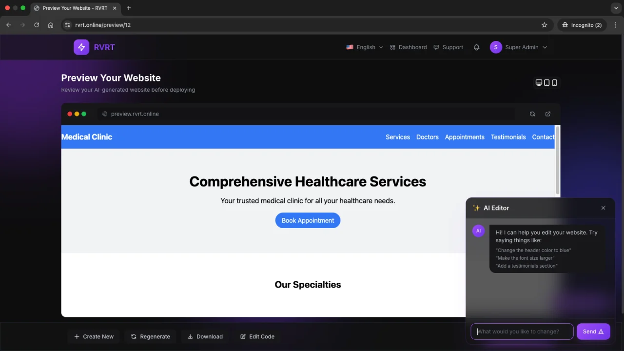 Rvrt - AI-Powered eCommerce Website, Blog & Store + App Creator (Multi-Tenant, Multi-Database, Multi-Domain SaaS) — screenshot 6