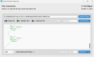 Modern CTk Text to CSV/JSON Converter with Dark Mode