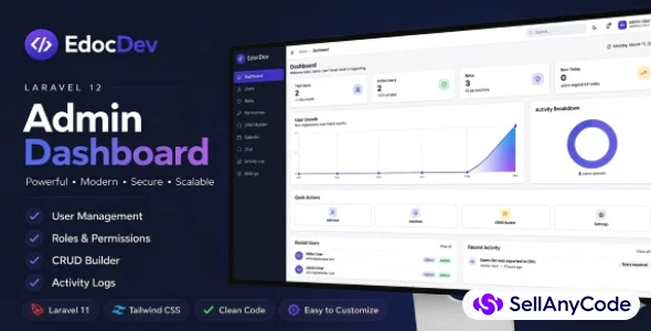 Laravel 12 Admin Panel Starter + File Manager + CRUD Builder + Chat + Calendar